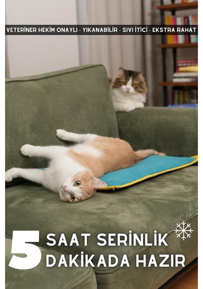 Serin 60x40cm - 4 Mevsim Kedi/köpek Matı, Sıcak Veya Soğuk Kullanılabilen Minder Yatak Petrol