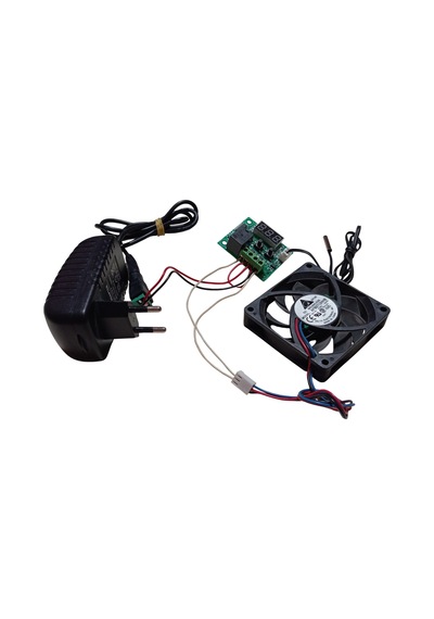 Dc 12v Adaptörlü Dijital Termostat Sıcaklık Kontrol Kartı İle 12v Fan Pervane Çalıştırma Devresi Öğrenci Hobi Deney Seti