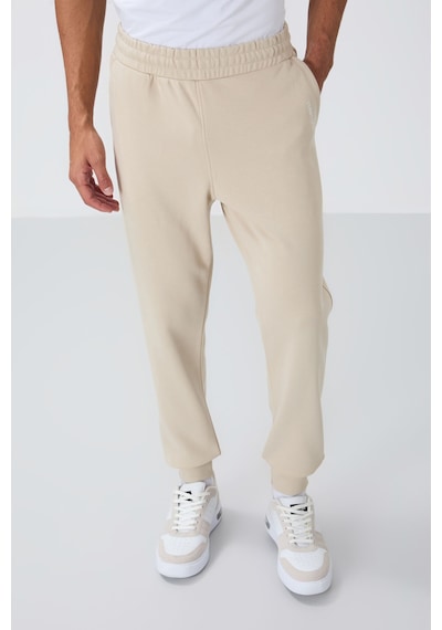 Tommy Life Bej Kompakt Pamuklu Kalın Pürüzsüz Dokulu Kapüşonlu Comfort Fit Erkek Eşofman Takım - 85262 Bej