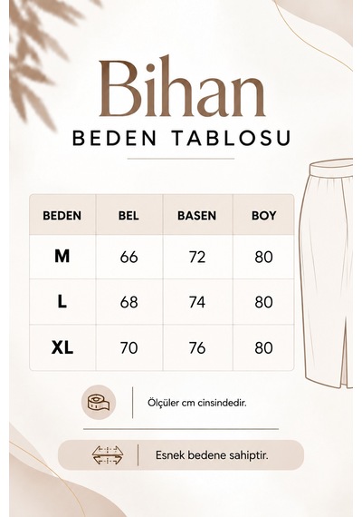 Bihan Store Kadın Parçalı Simli Triko Etek W27-31530 - Vizon