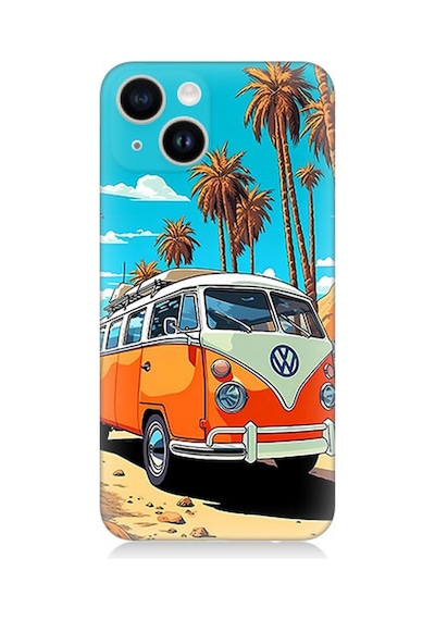 Apple Uyumlu iPhone 13 Silikon Kılıf Retro Vokswagen Minübüs