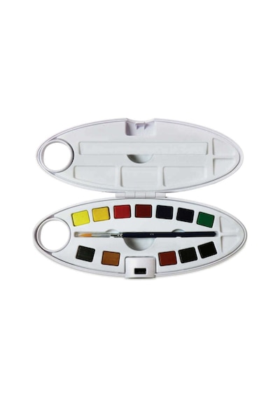 Pebeo Aquarelle Fine Yarım Tablet Suluboya Seti 12li Plastik Oval Kutu 300101 Standart
