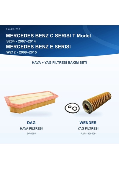 Mercedes Benz C S204 / Mercedes Benz E W212 Hava+yağ Filtre Bakım Seti