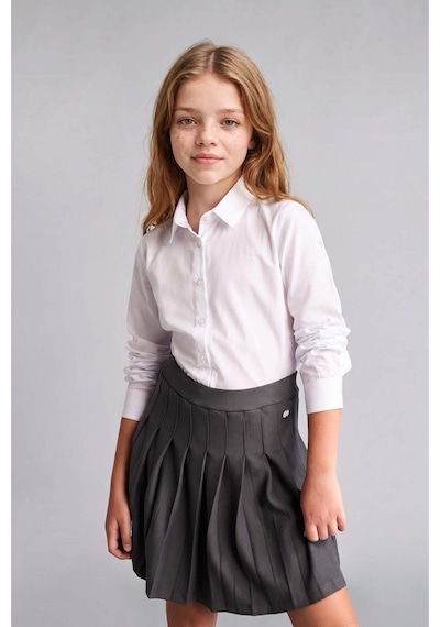 Defacto Regular Fıt Poplin Uzun Kollu Beyaz Gömlek Kız Çocuk H9661a826auwt34 Beyaz-wt34