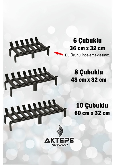 36 Cm X 32 Cm 6 Çubuklu Ekstra Şömine Izgarası Dar Gözlü Izgara