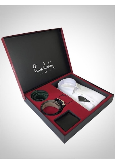 Pierre Cardin 4'lü Set Gömlek,kemer,cüzdan Ve Kravat Damat Bohcası Beyaz Pierre Cardin 4'lü Set Gömlek,kemer,cüzdan Ve Kravat Damat Bohcası Beyaz