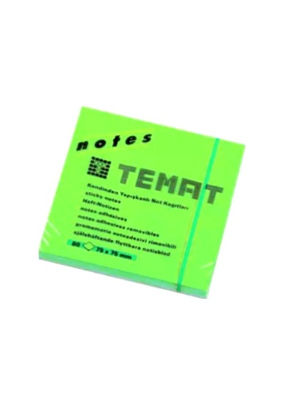 Temat Yapışkanlı Not Kağıdı 75x75 80 Yaprak Yeşil - 2 Adet