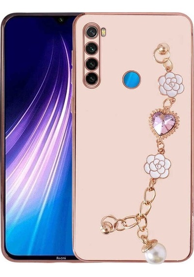 Xiaomi Redmi Note 8 Kılıf El Tutamaçlı Kamera Korumalı Zore Taka Silikon Kapak Pembe