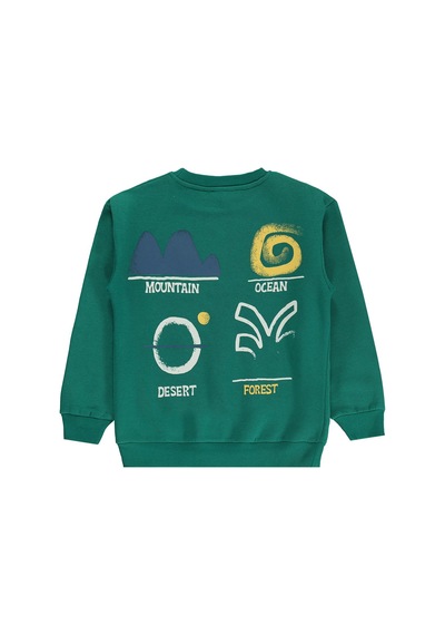 Silversun Kids Silversun Ocean Baskılı 8-13 Yaş Sweatshirt - Yeşil Petrol
