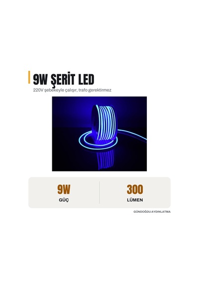 Jupıter Mavi Işık 220 V İç/dış Mekan Neon Şerit Led - Le220-m