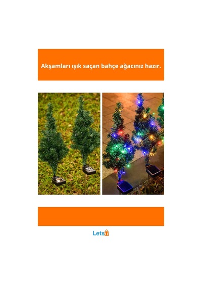 Güneş Enerjili Dekoratif Çam Ağacı Led Aydınlatma Dış Mekan