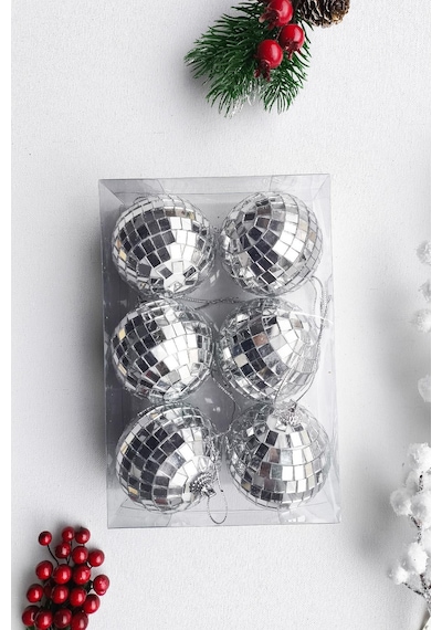 Yılbaşı Çam Ağacı Süsü Aynalı Disko Topu 4 Cm 6 Lı