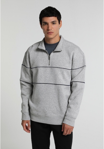Colin's Colins Relaxed Fit Dik Yaka Düz Erkek Gri Sweatshirt Cl1080579 Q1.v2 Mga Gri Melanj