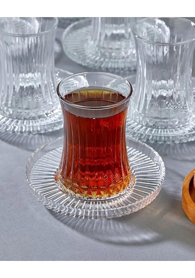 Elysia Çay Bardağı Takımı Riva Çay Tabağı 12 Parça Set çok renkli