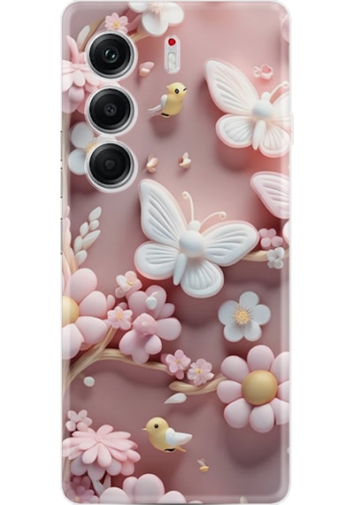 Tecno Camon 40 Pro Kılıf Boutique Baskılı Resimli Pembe Kelebekler Pcode -088