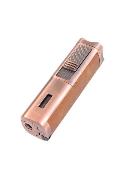 Parmida 3 Torch Pürmüz Sehpalı Gövdesi Deri Bronz Metal Puro Çakmağı - Tr9530