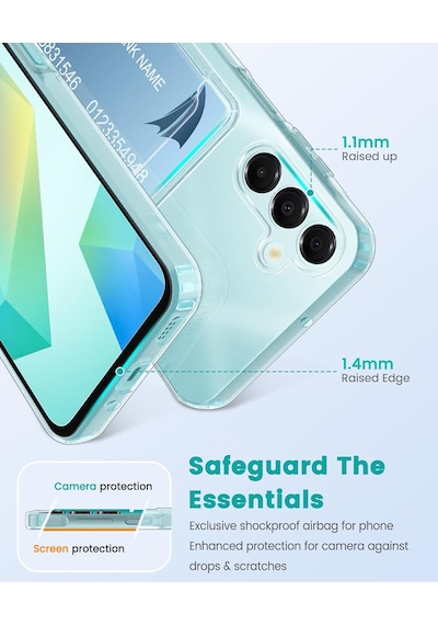 Samsung Uyumlu Galaxy A16 Kılıf Şeffaf Kartlık Bölmeli Şeffaf Silikon