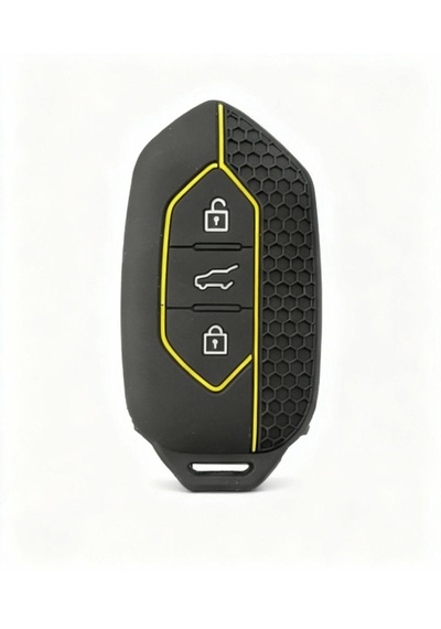 Autohan Keys Togg T10x T10f Akıllı Anahtar Kılıfı, 3 Tuşlu, Petek Desenli Sarı Çizgili