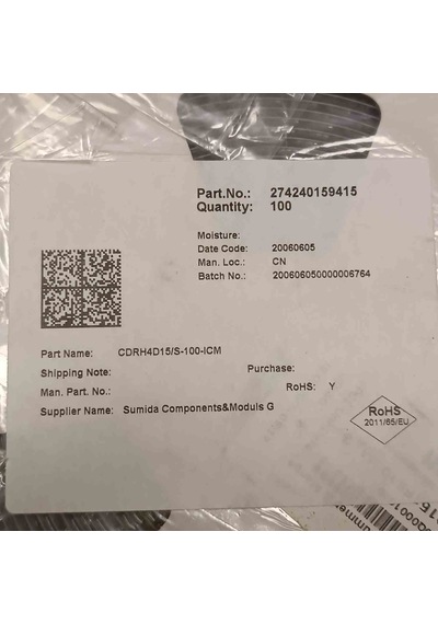 Cdrh4d15/s-100-ıcm 10uh 1,10a 4.7 4.7 1.7mm Sumıda Smd Bobin 20 Adet