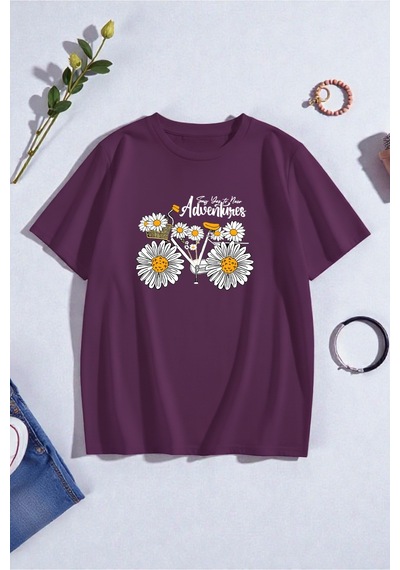 Uyguntarz Adventures Baskılı Tasarım Tshirt Mor