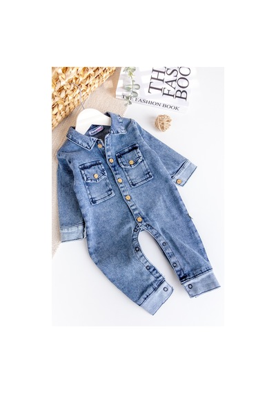 Babymod Esnek Erkek Bebek Kot Tulum 100% Cotton mavi