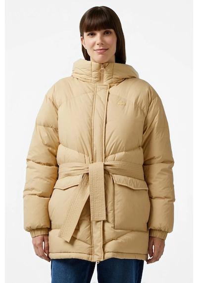 Lacoste Dik Yaka Kapitone Down Fill Jacket Dik Yaka Kapişonlu Kaz Tüyü Kadın Mont Bej Bej