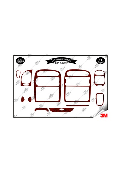 Hyundaı Starex 2001-2007 Torpido Konsol Trim Göğüs Maun Kaplama Set 11 Parça Maun