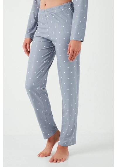 Lela Streç Standart Fit Düğmeli Bayan Pijama Takımı 60956601 Gri