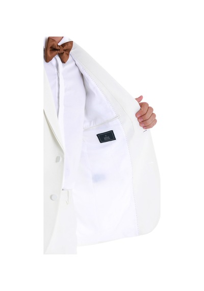 Hatemoğlu Beyaz Slim Fit Düz Çıkma Şal Yaka Smokin Damatlık 33122124c002 001 Beyaz