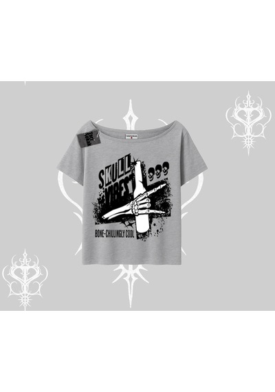 Tarzsokak Kayık Yaka Tshirt Skull Impact Bone Chilling Street Icon Gri