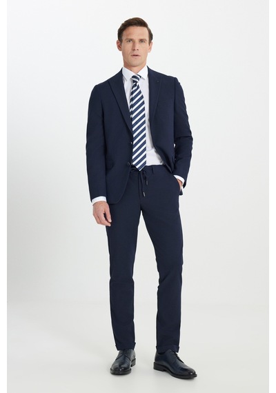 Ac&co Erkek Lacı Slim Fit Dar Kesim Kırlangıç Yaka Gofre Desenli Takım Elbise