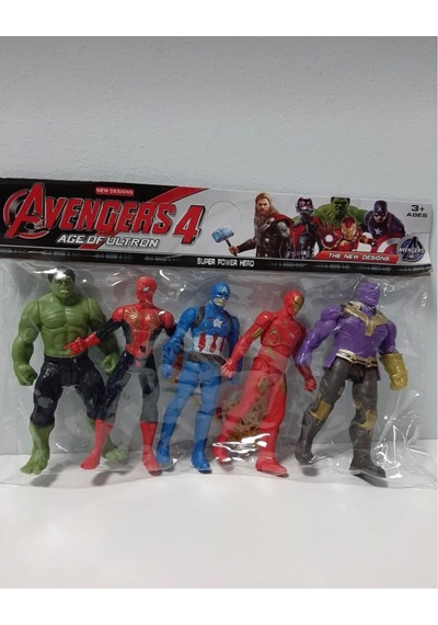 Avengers Yenilmezler 5'li Hulk - Spiderman - Captain Amerika - Iron Man - Thanos Figürlü 15 Cm Işıklı Oyun Seti