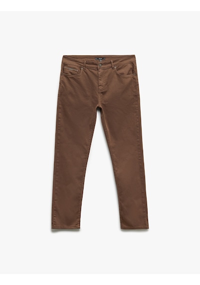 Koton Pamuklu Straight Fit Gabardin Pantolon Kahverengi 5sam40098hw Kahve Kahverengi