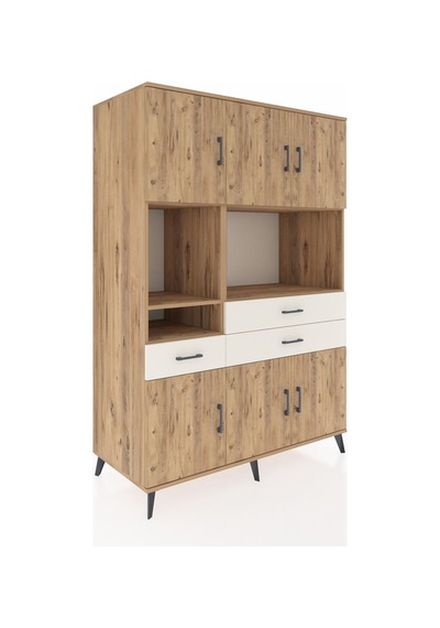Kronos Dolap 9 Raflı 3 Çekmeceli 6 Kapaklı 132x59x195 Çam-çam... Çam