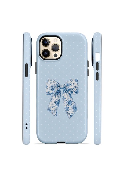 Velvoria Valestra Blue Toile Bow Apple iPhone Uyumlu 12 Pro Max Magsafe Koruma Kılıfı Valestra Magline - Blue Toile Bow
