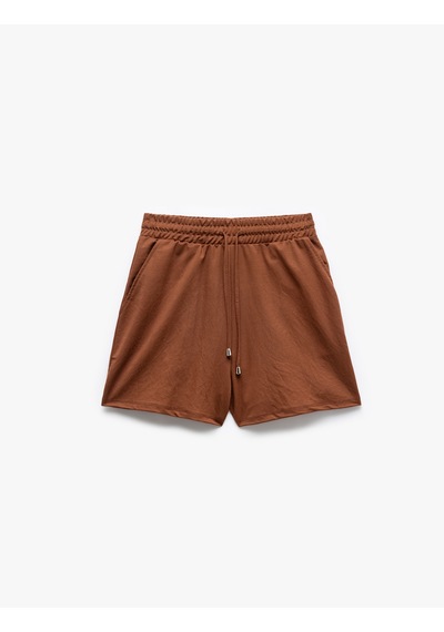 Koton Regular Fit Cepli Beli Bağcıklı Normal Paça Mini Şort Kahverengi 5sak70036ek Kahve