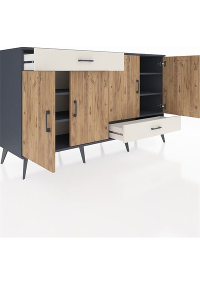 Hyperion Konsol 5 Raflı 2 Çekmeceli 4 Kapaklı 176x44x99 Antrasit- Antrasit-çam/aytaşı Hyperion Konsol 5 Raflı 2 Çekmeceli 4 Kapaklı 176x44x99 Antrasit- Antrasit-çam/aytaşı
