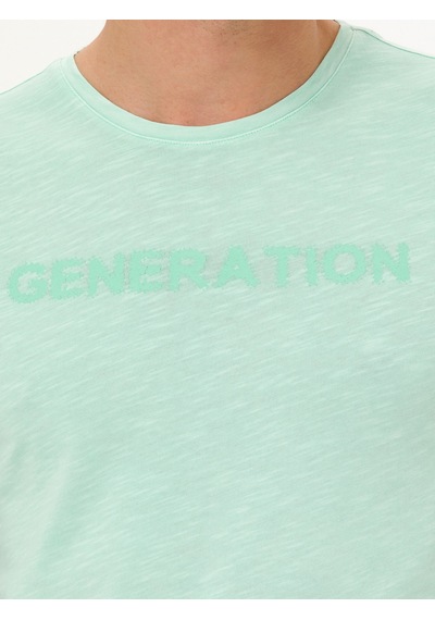 Yesıl Slim Fit Bisiklet Yaka T-shirt Yeşil