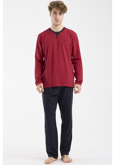 Sementa Bisiklet Yaka Uzun Kol Pijama Takım - Bordo Bordo