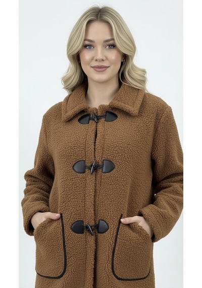 Hiramir Peluş Rahat Kalıp Mont Beyaz Ks2506 Taba