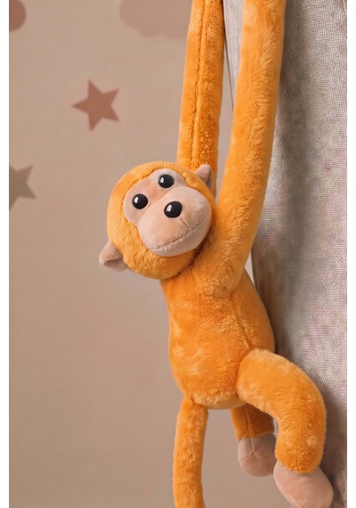 Turuncu Elleri Yapışabilen Maymun Peluş Oyuncak