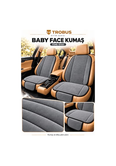 Trobus Ritim Audi A3 2016-2020 Baby Face 7'li Koltuk Minderi Füme Siyah