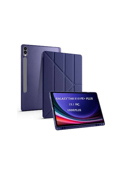 Samsung Uyumlu Galaxy Tab S10 Fe+ Plus Kılıf Kalem Bölmeli Trifolding Case X620 X626 Kapaklı
