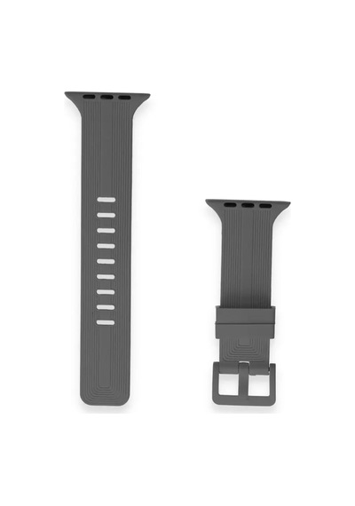 Newface Apple Watch 38mm Kr408 Çizgili Silikon Kordon - Koyu Gri Diğer