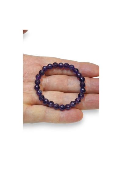 Koyu Mor Ametist Bileklik 6 Mm Küre Kesim 508-3