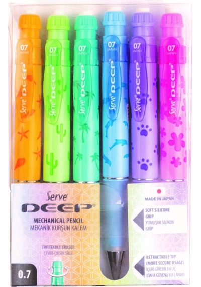 Deep Mekanik Kurşun Kalem Pastel Doğa Serisi 0.7 Mm 6'lı Set Çok Renkli
