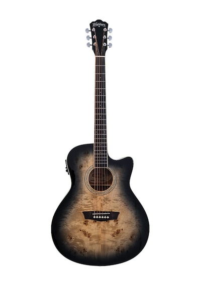 Washburn Dfbaceb Deep Forest Burl Ace Black Fade Elektro Akustik Şık Siyah Fade Cila Gelişmiş Elektronikler