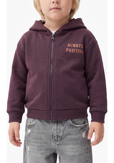 Koton Baskılı Uzun Kollu Şardonlu Fermuarlı Kapşonlu Sweatshirt Mor 7wmb10108tk