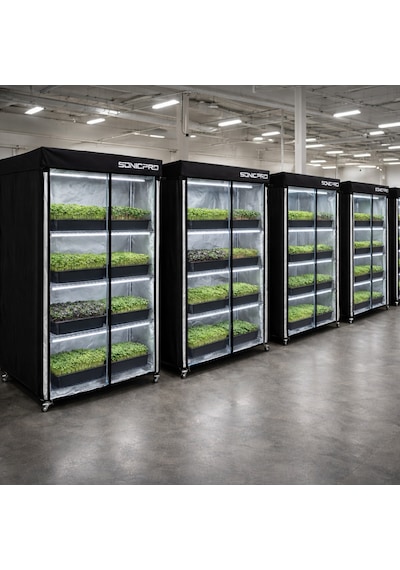 Sonicpro Bitki Yetiştirme Kabini 120x40x160 Microgreen Model Raflı Tekerli