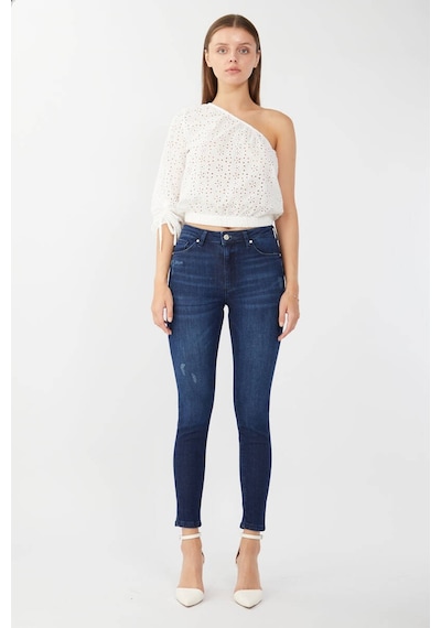 Kadın Skinny Fit Esnek Pantolon Koyu Mavi 001